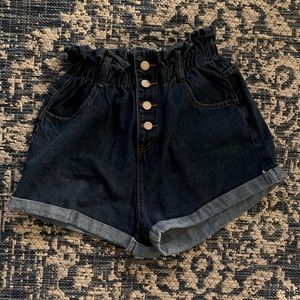 High waisted paper bag shorts